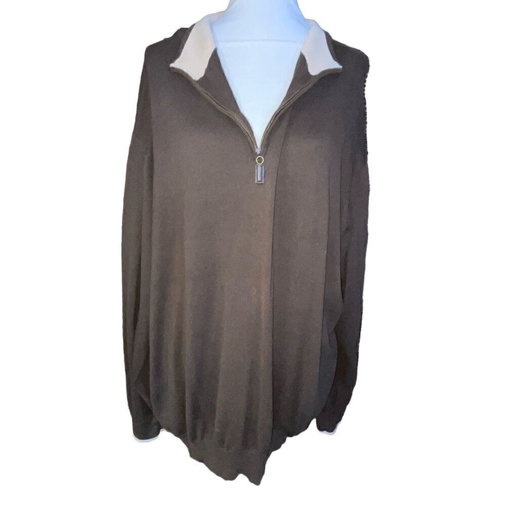Rochester 100% Pima Cotton Half Zip Pullover Brown/Tan Men’s Sweater Size 3XL - Picture 8 of 10